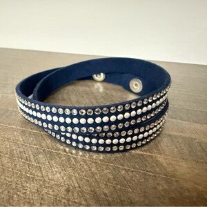 Touchstone Crystal Wrapped Up Bracelet Navy Pearl